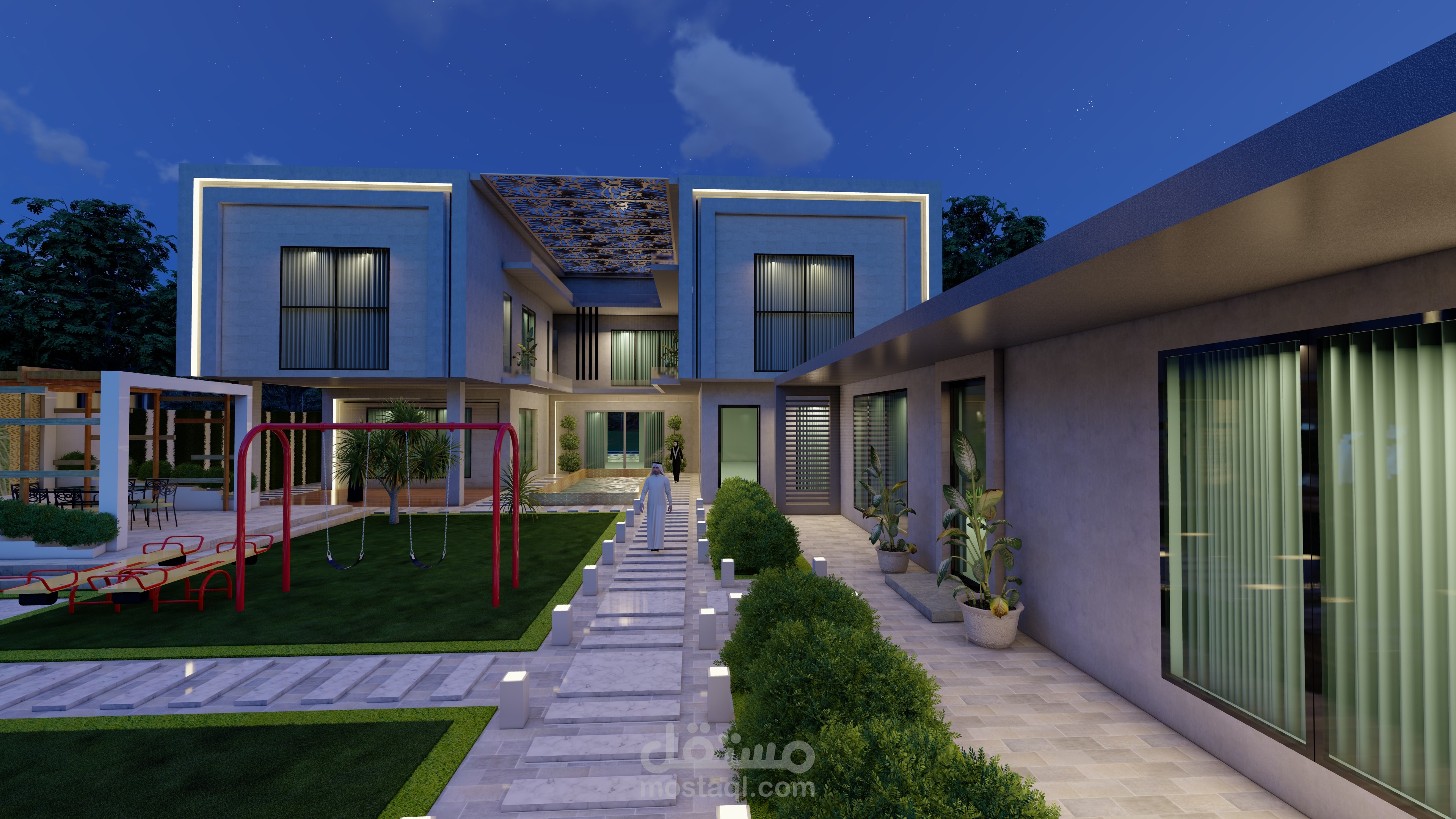 تصميم فيلا مع لاند سكيب مودرن