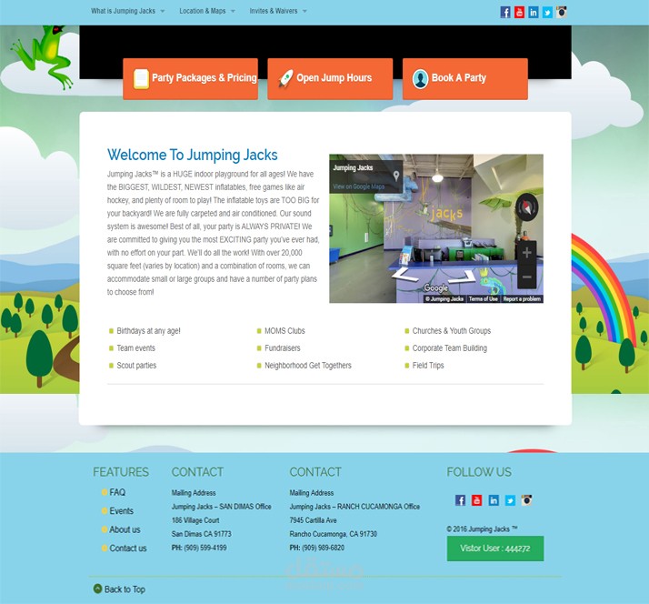 موقع إلكتروني لحجز العاب jumping Jacks