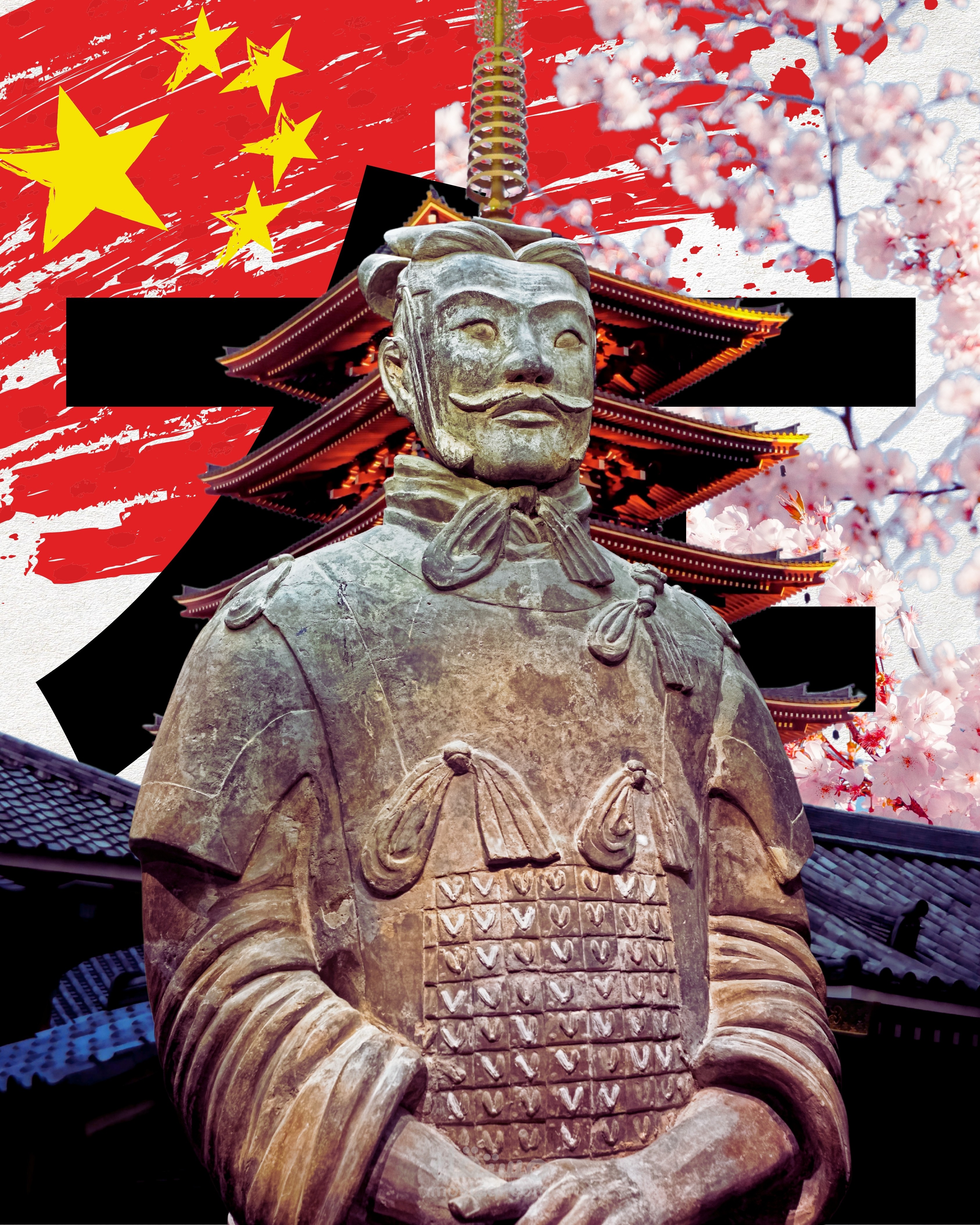 Chinese Warrior Statue with Asian Cultural Background