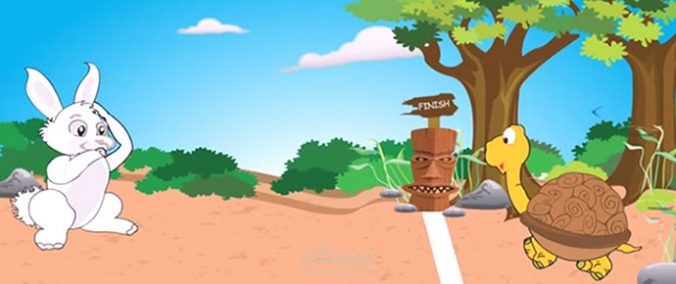تعليق صوتي لقصة الارنب والسلحفاة باللغة الانجليزية