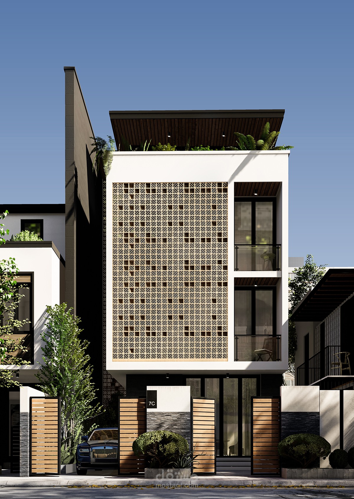 اظهار واجهة خارجية لمبنى سكني مع رند فيديو