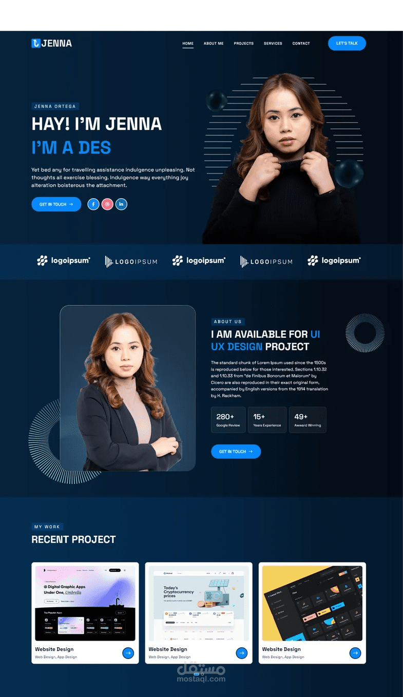 موقع Jenna Personal Portfolio باستخدام قالب ووردبريس