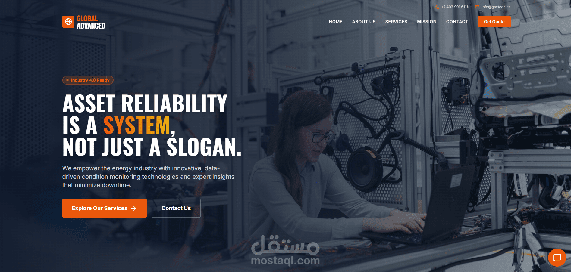 تطوير واجهة أمامية (Frontend) احترافية لشركة GAETech
