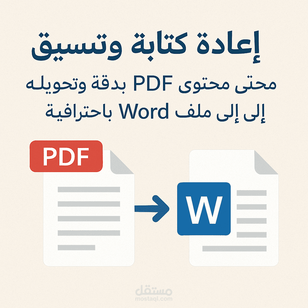 إعادة كتابة وتنسيق محتوى PDF بدقة وتحويله إلى ملف Word باحترافية