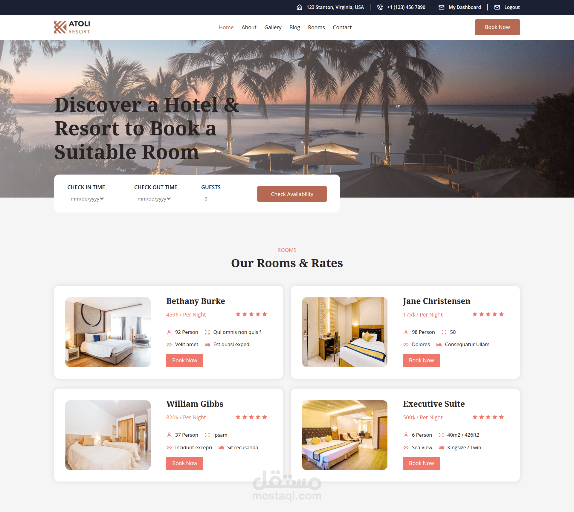 تطبيق ويب متكامل لإدارة حجوزات الفندق – ATOLI App
