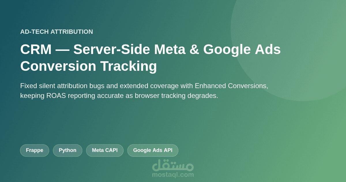 نظام CRM — تتبع تحويلات الإعلانات (Meta & Google Ads Conversions API)