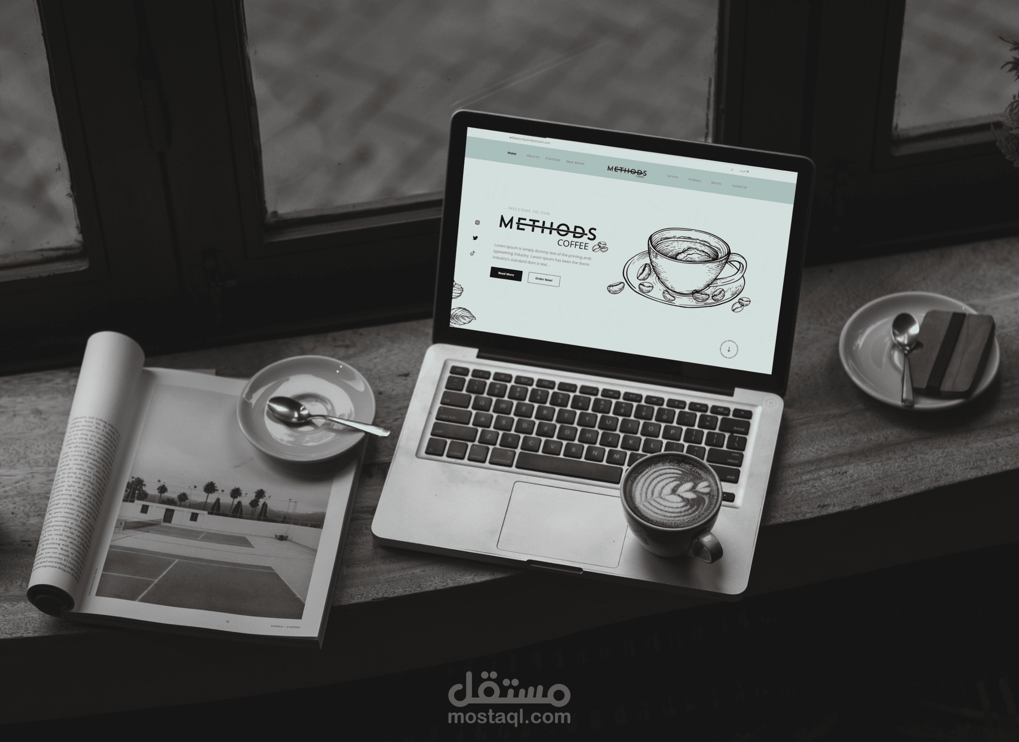 تصميم موقع الكتروني لمقهى METHODS