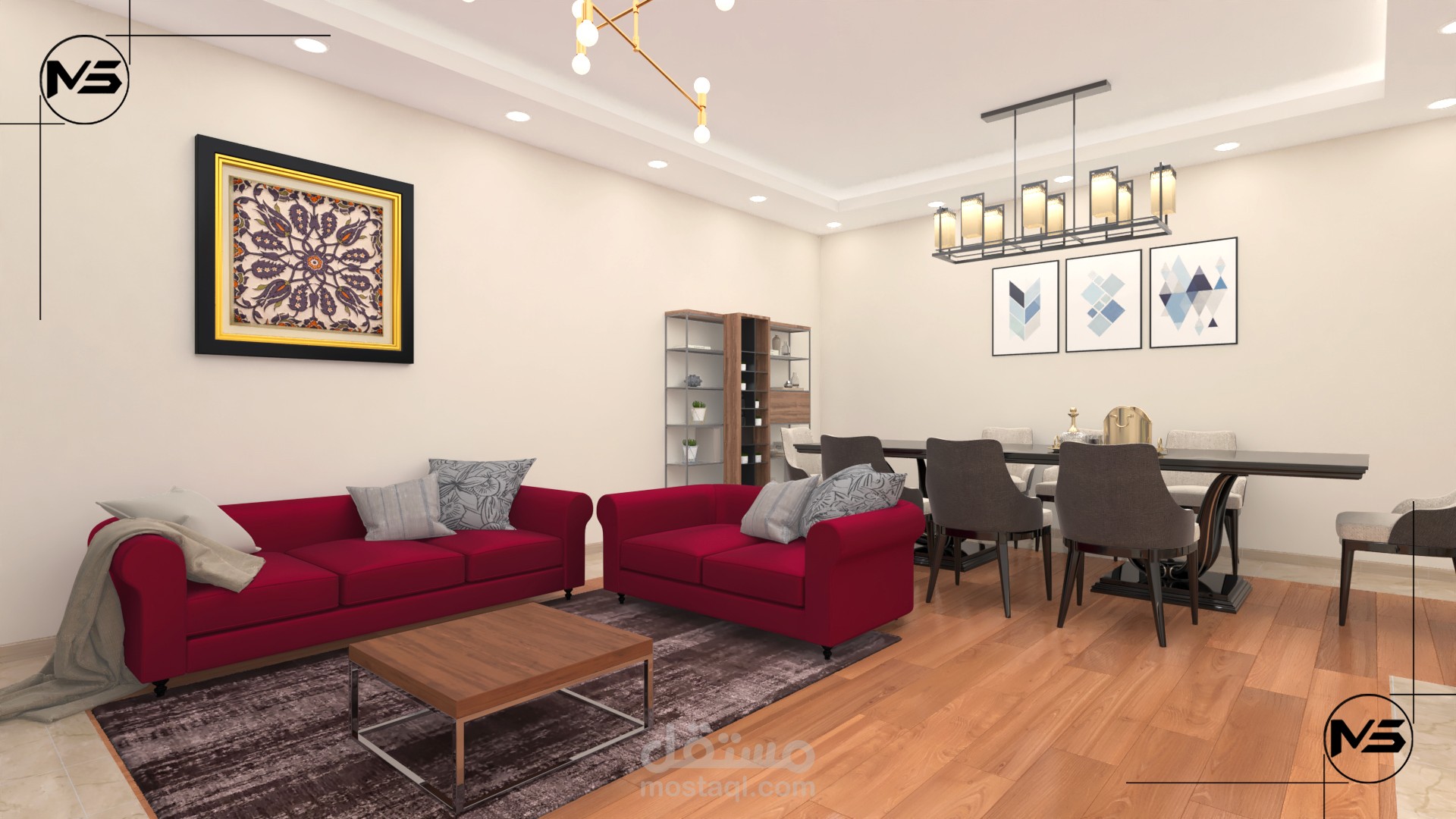 فيديو أنيميشن  لتصميم داخلي حديث لشقة سكنية