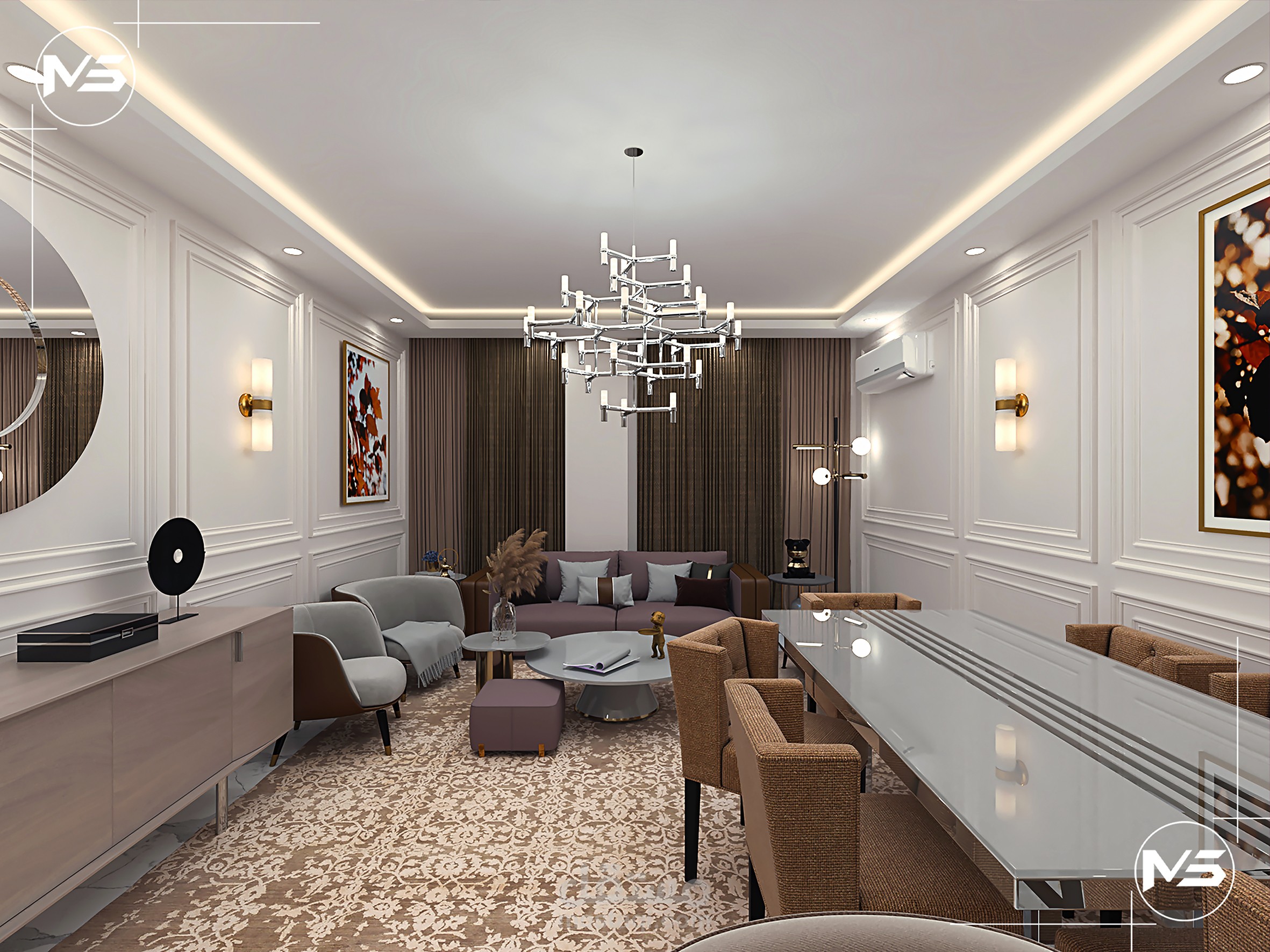 تصميم شقة سكنية نيو كلاسيك