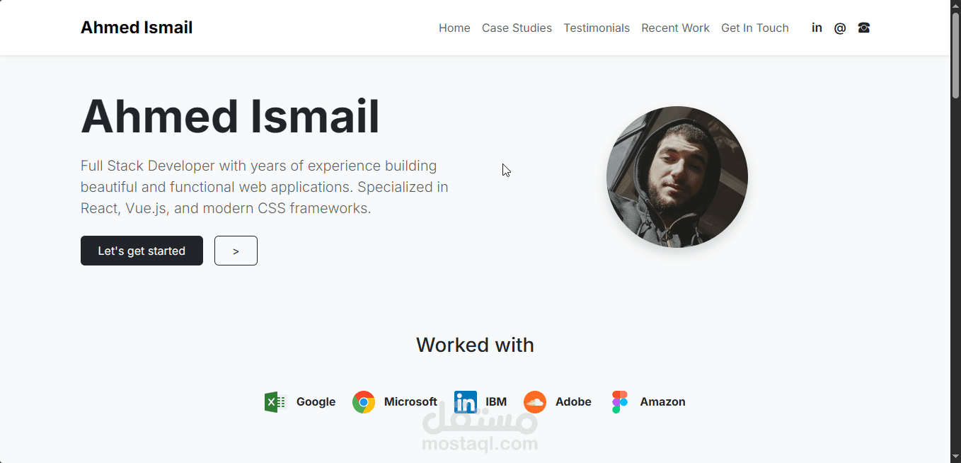 تصميم وتطوير موقع بورتفوليو شخصي متجاوب باستخدام HTML5 وBootstrap