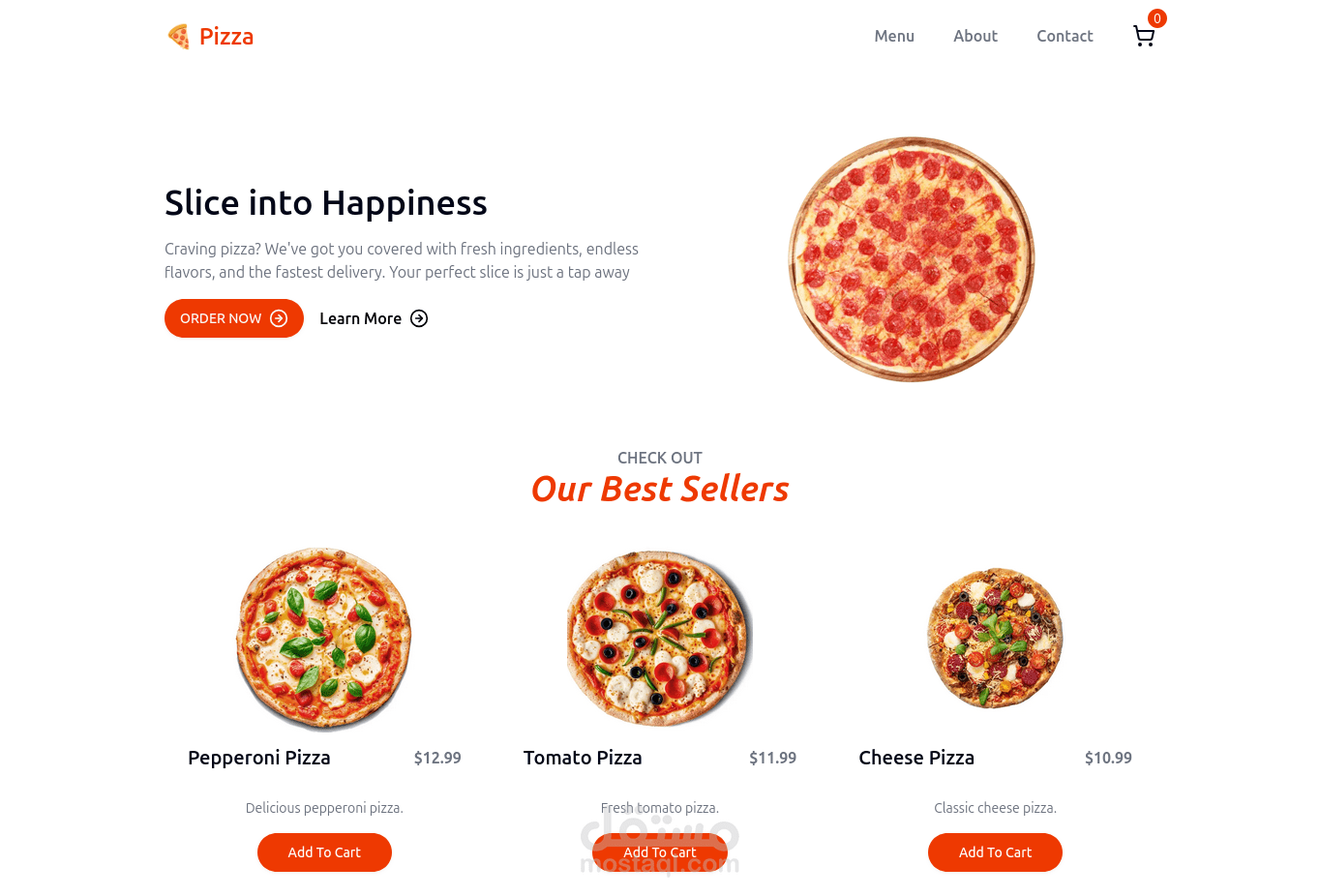 (موقع الكتروني لمطعم)  Food Ordering App