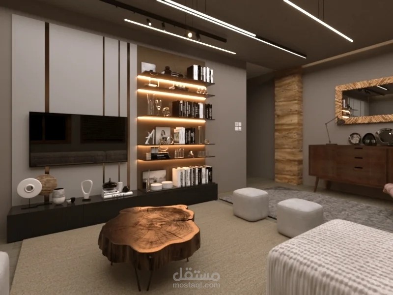 تصميم داخلي لغرفه معيشه ومدخل