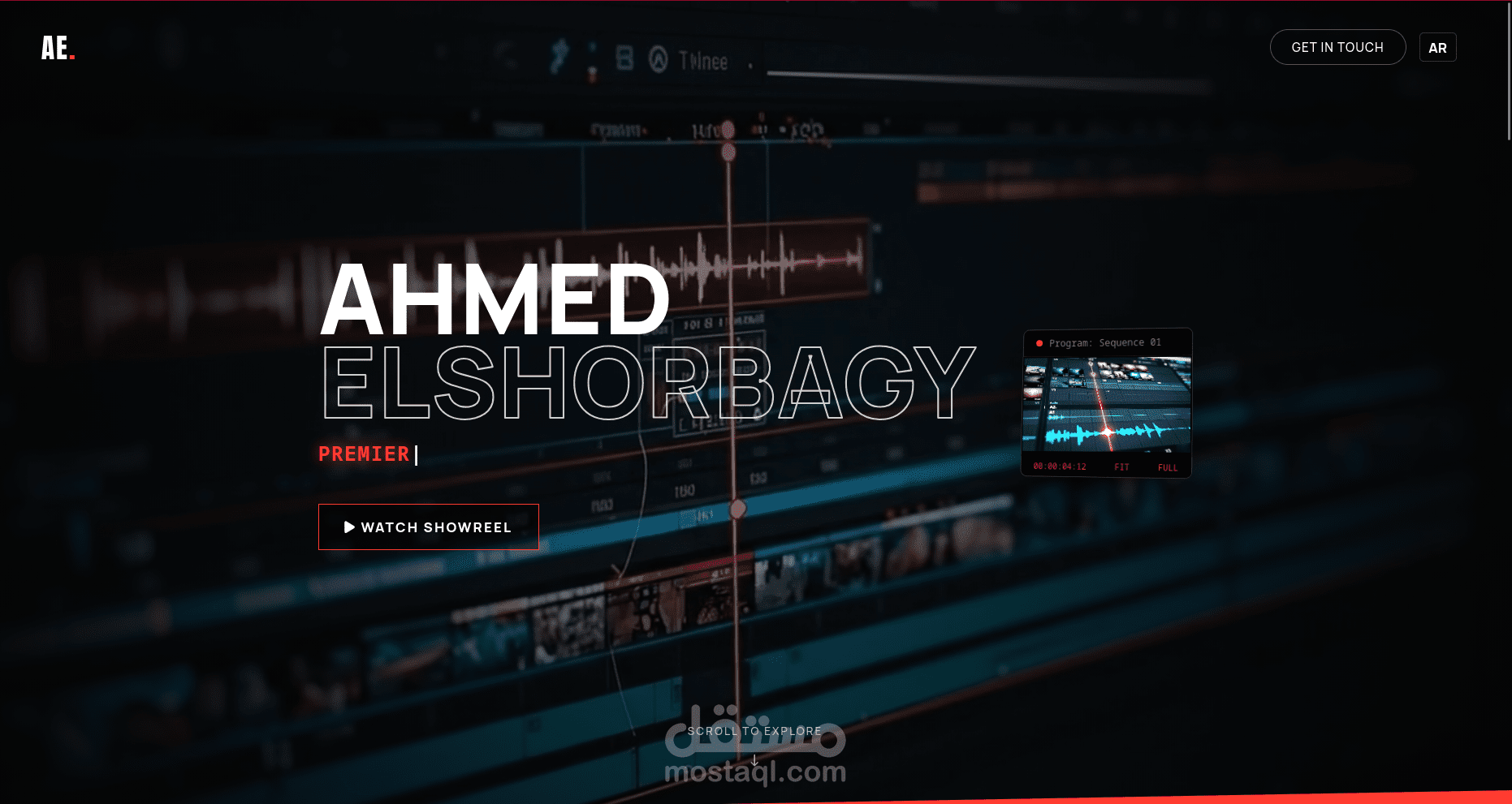 تصميم وتطوير موقع شخصي احترافي (Portfolio) لمونتير ومصمم جرافيك | ثنائي اللغة