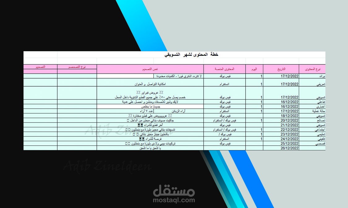 حطة محتوى تسويقي