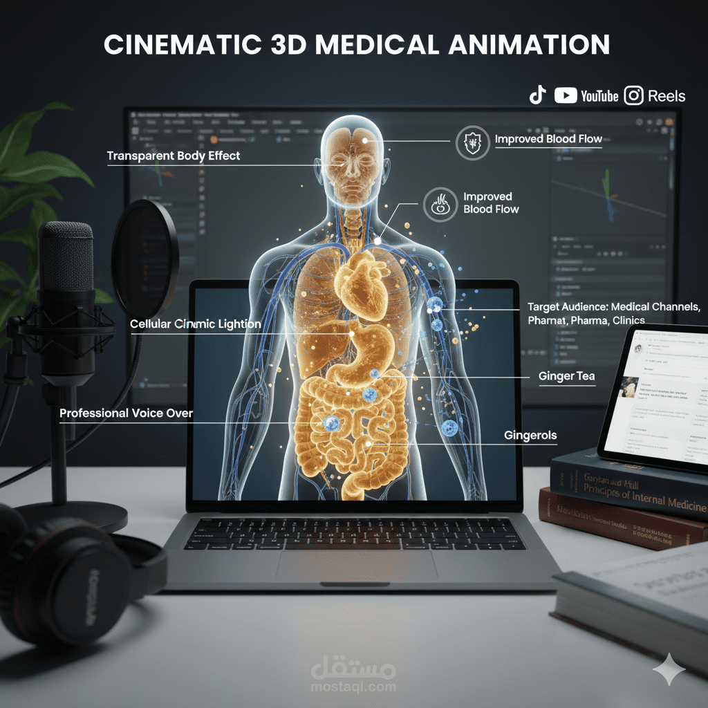 إنتاج فيديوهات طبية تشريحية ثلاثية الأبعاد بأسلوب سينمائي واقعي