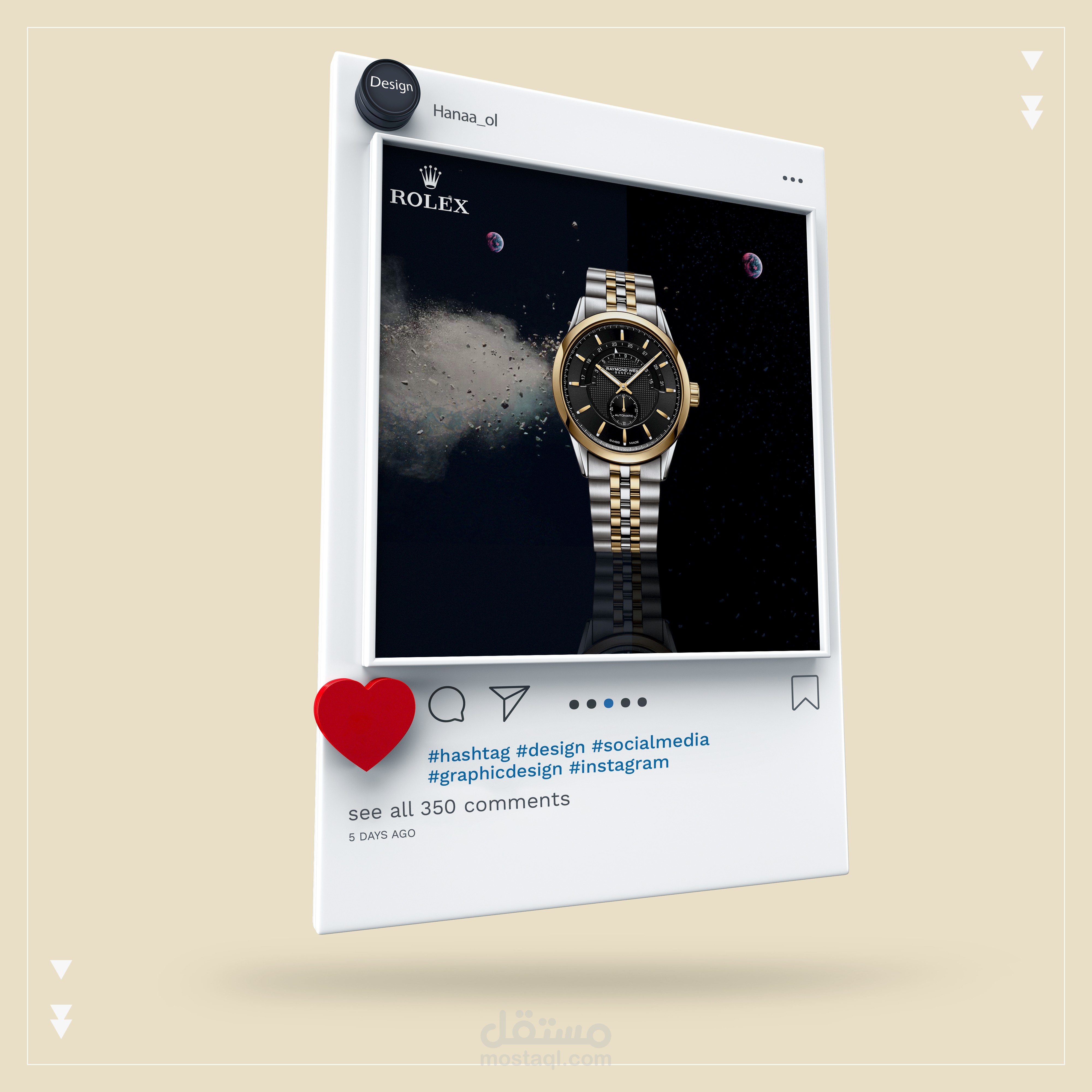 تصميم سوشيال ميديا إعلان لساعة Rolxe