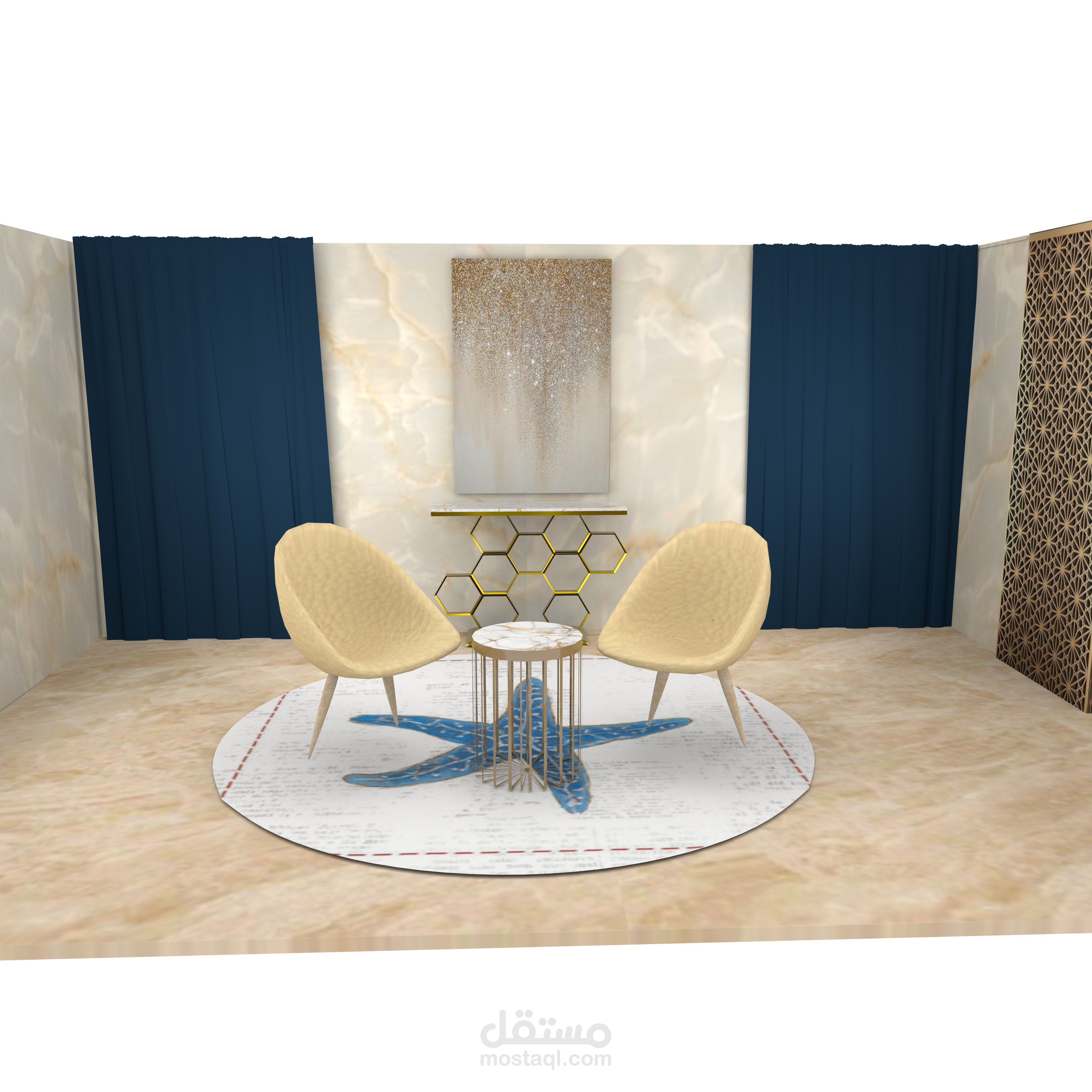 تصميم صالون صغير 3d modeling