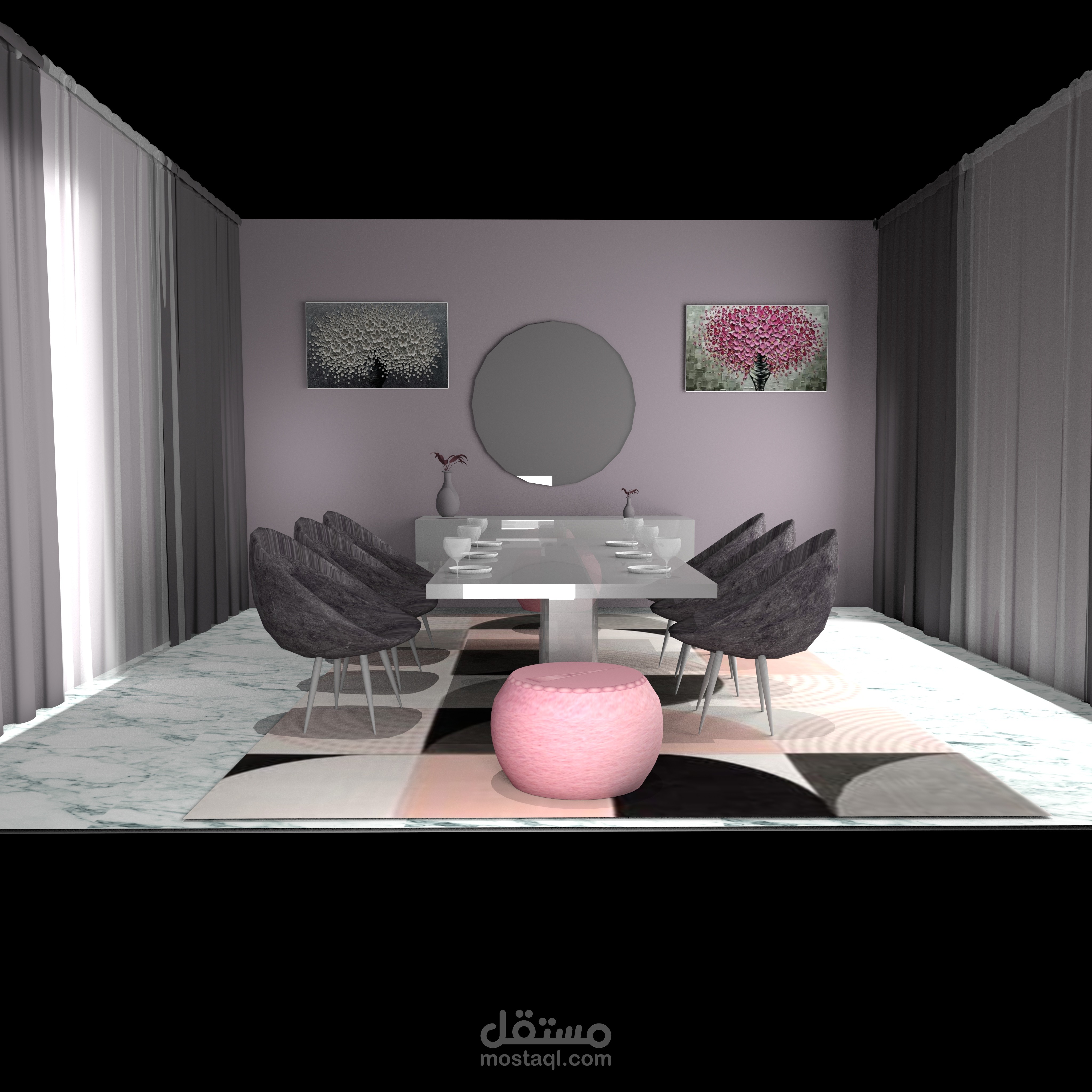تصميم غرفة سفرة ثلاثية الأبعاد