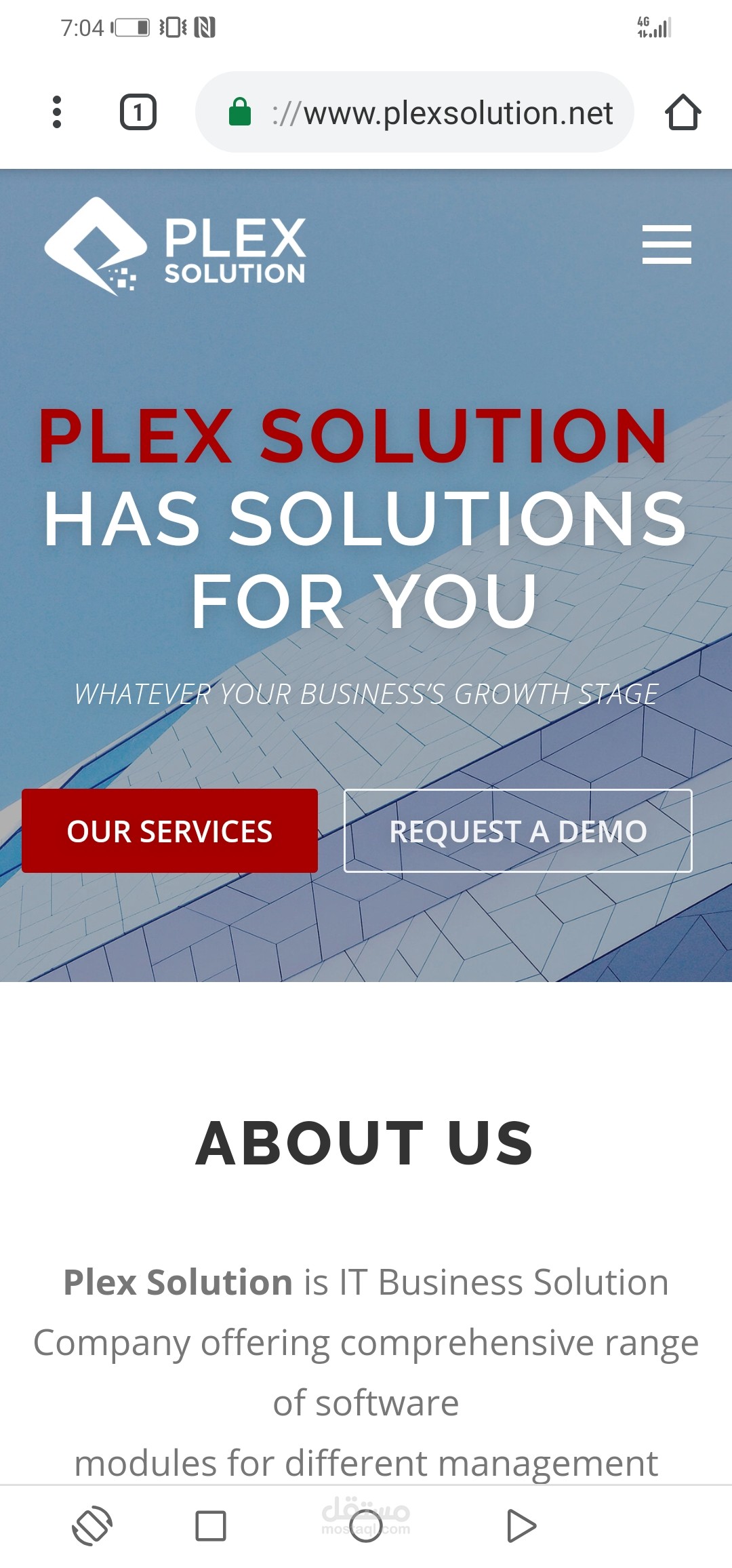 انشاء موقع شركة plex solution