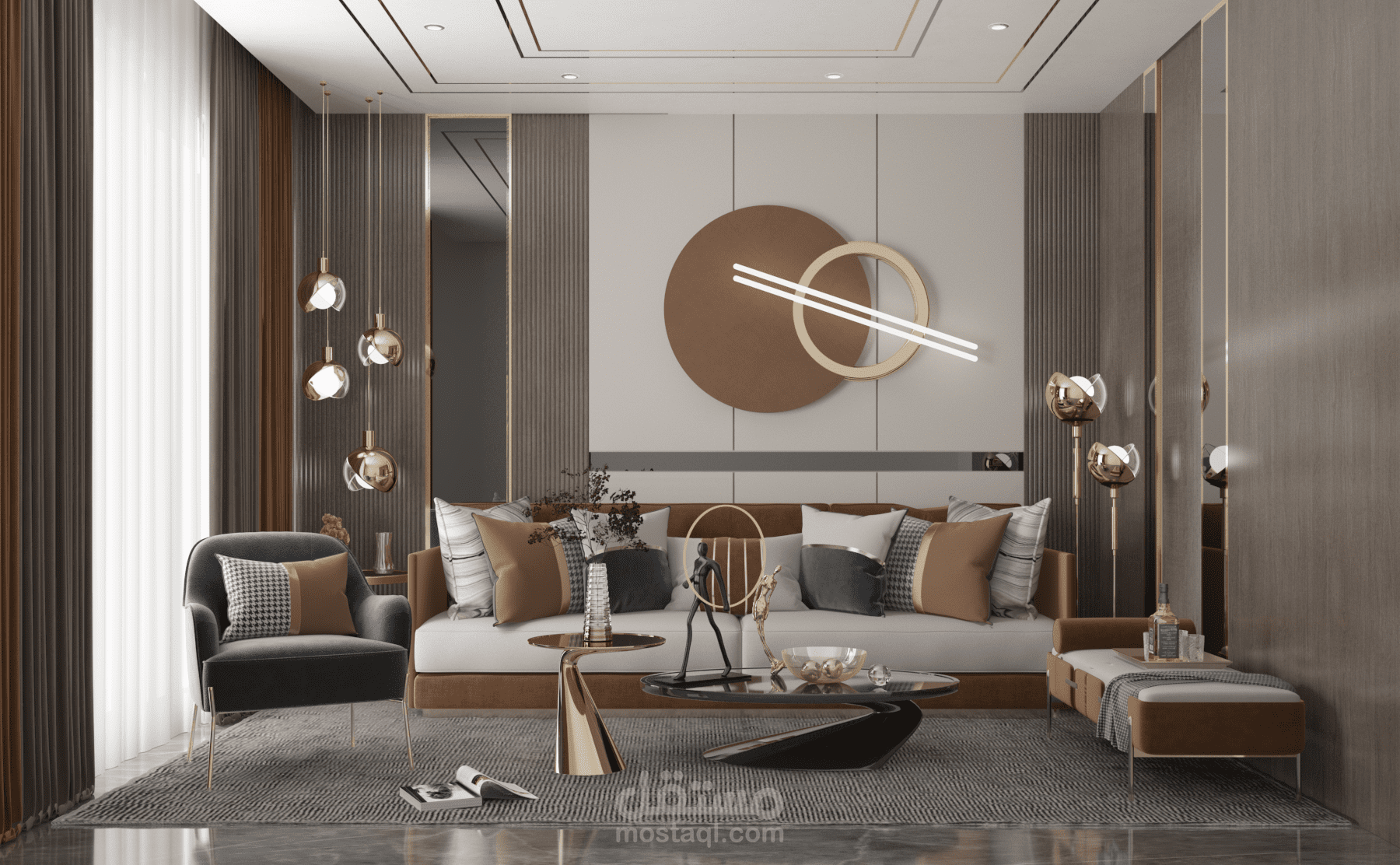 تصميم داخلي _ غرفة معيشة _ الطراز المعاصر (Contemporary Style)