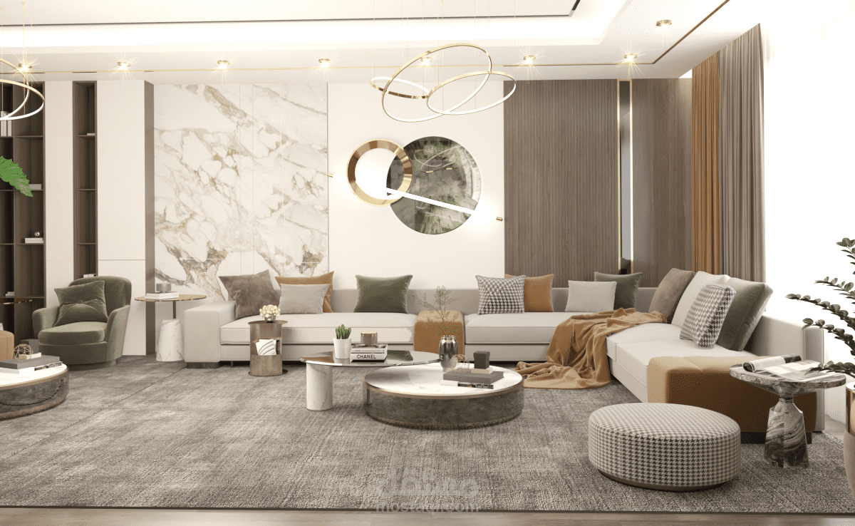 تصميم داخلي  _  غرفة معيشة _  الطراز المعاصر  _ في السعودية