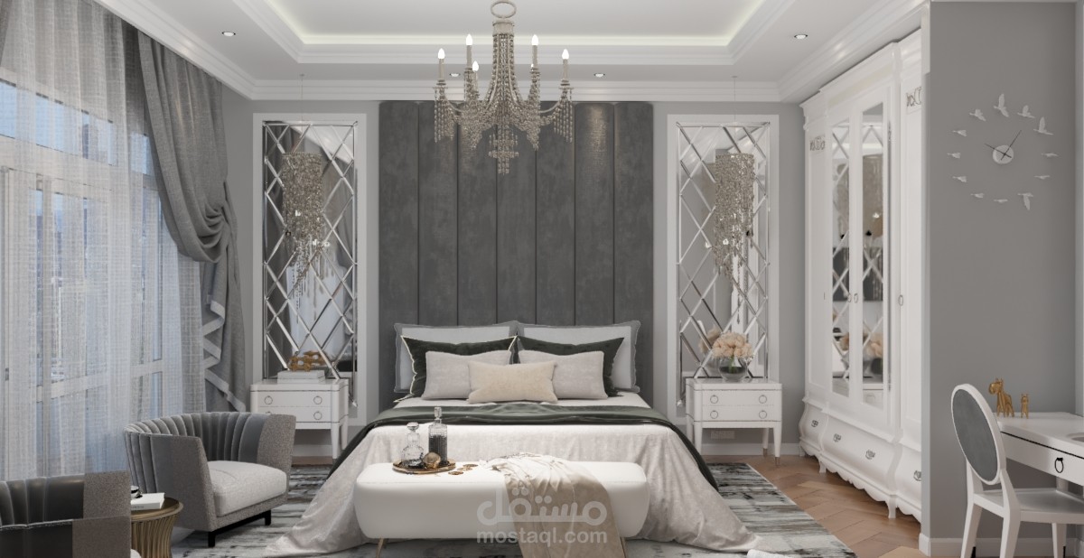 تصميم داخلي _تصميم غرفة نوم _طراز نيو كلاسيك (Neo classic Style)