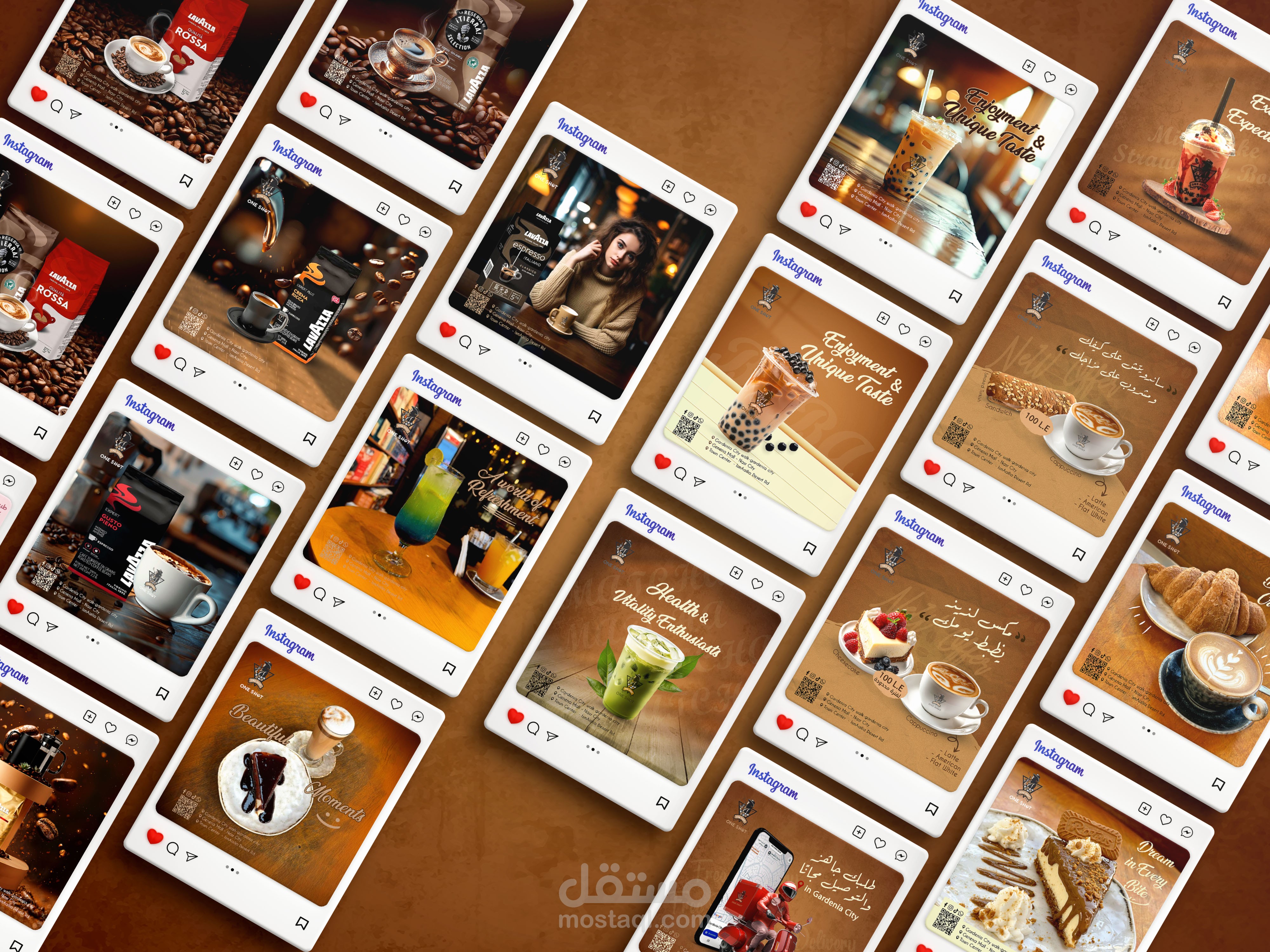 تصاميم سوشيال ميديا لـ One Shot Coffee | محتوى بصري بنكهة القهوة