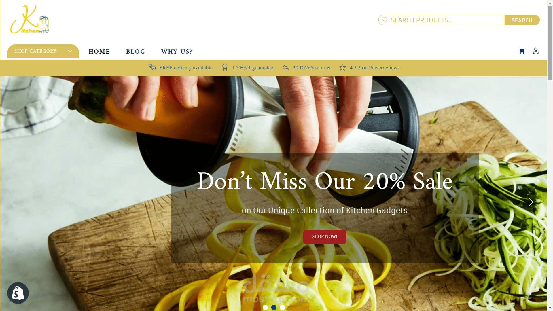 موقع Ecommerce للادوات المطبخيه شوبيفاي