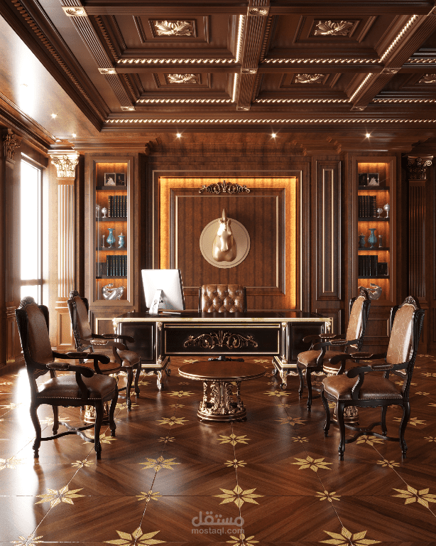 تصميم مكتب بطراز كلاسيكي