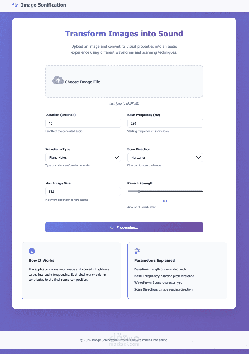 Image Sonification Web Application