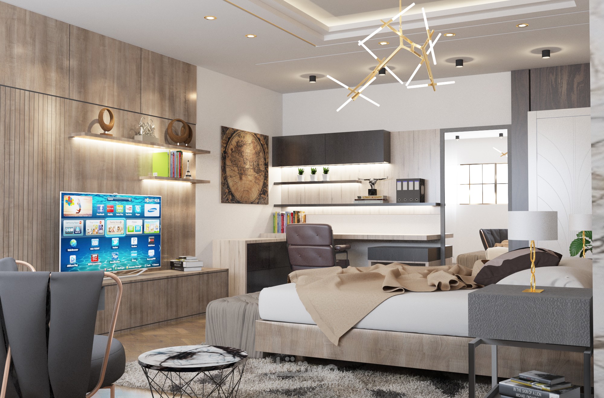 Master bed room design and render