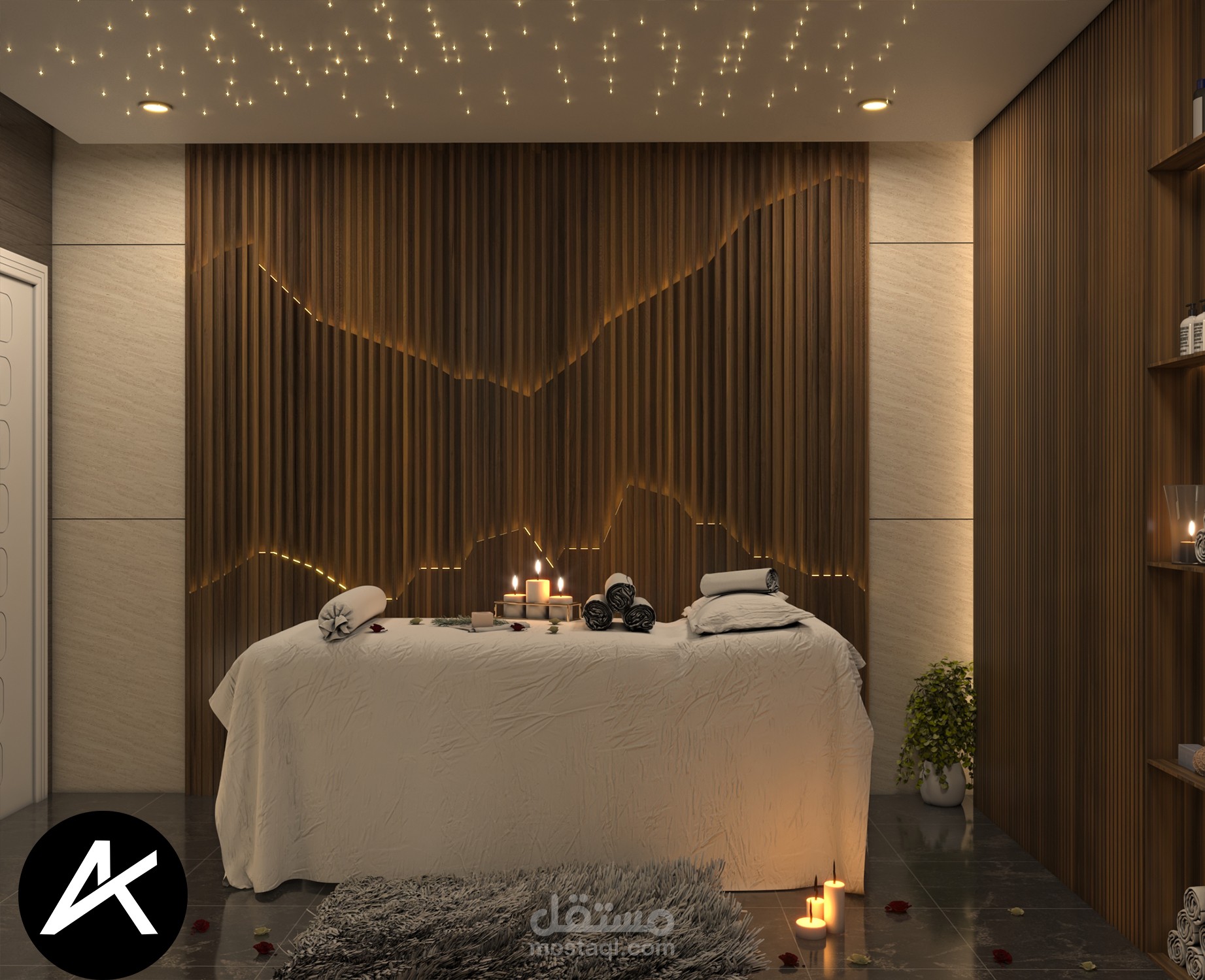 تصميم داخلي لغرفة مساج