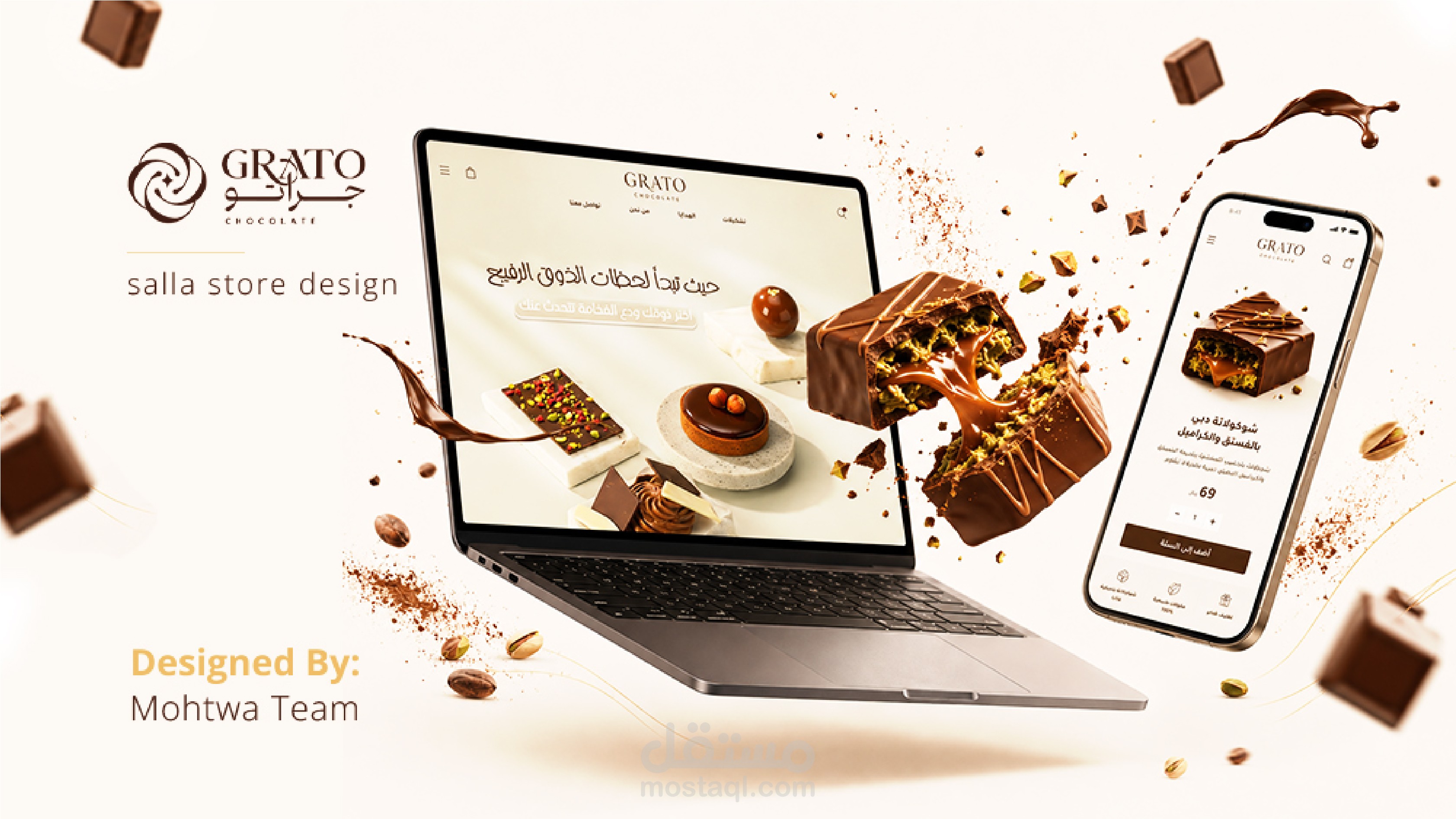 تصميم متجر «جراتو شوكولاته» على منصة سلة