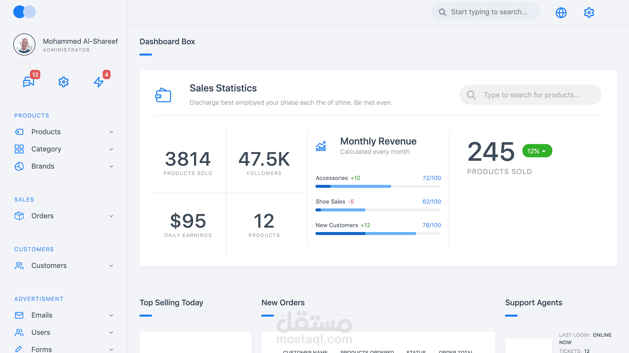 لوحة تحكم موقع - مثل علي بابا وامازون