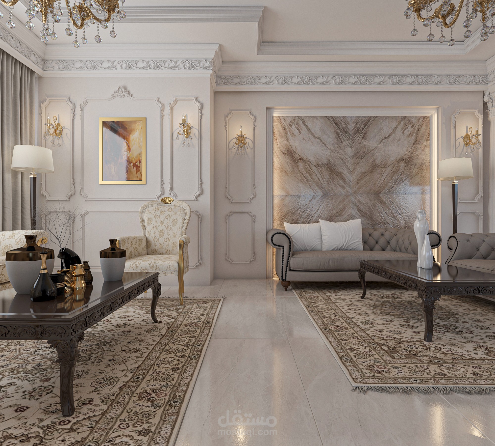 تصميم داخلي لفيلا كلاسيك