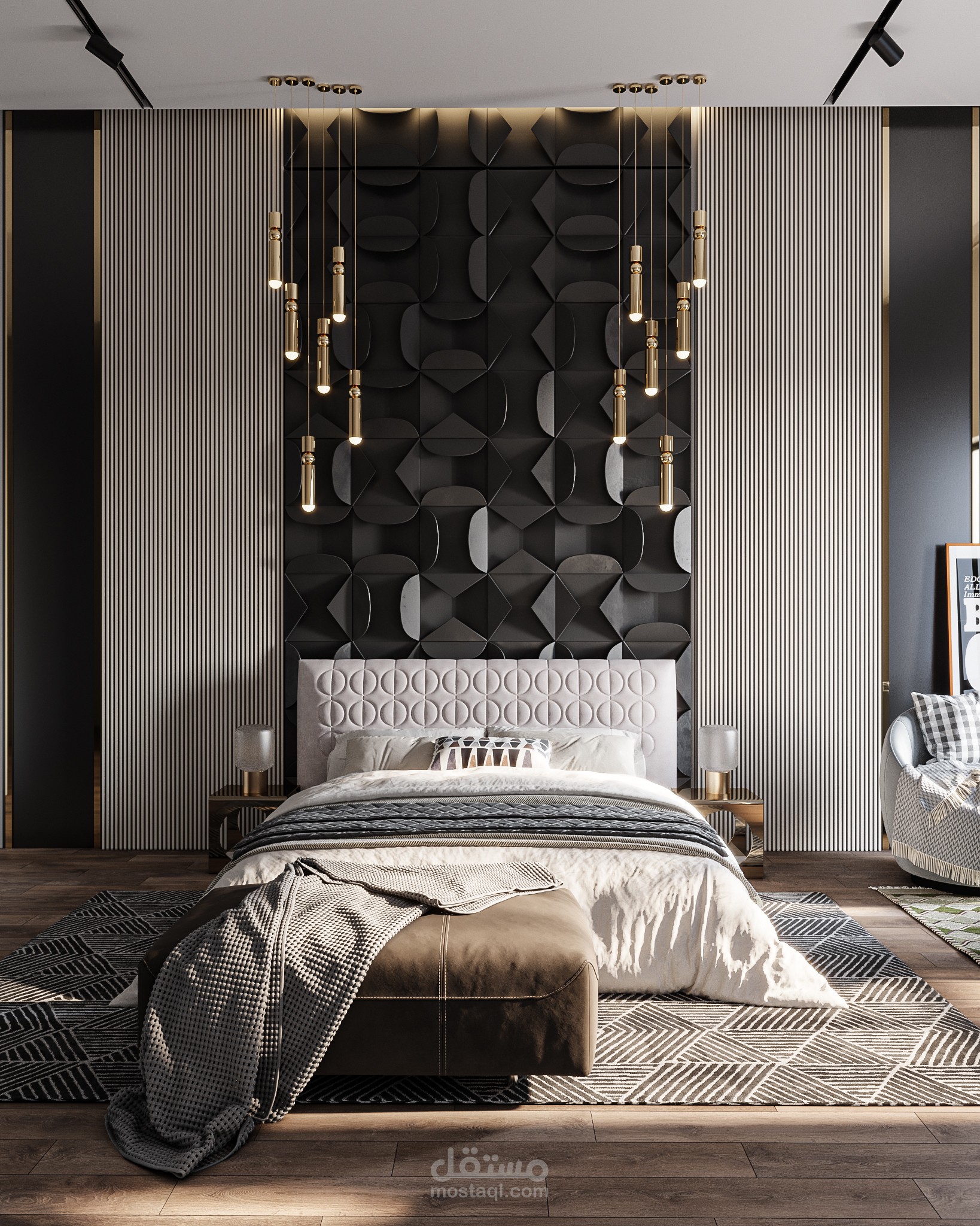 تصميم عصري لغرفة نوم رئيسية