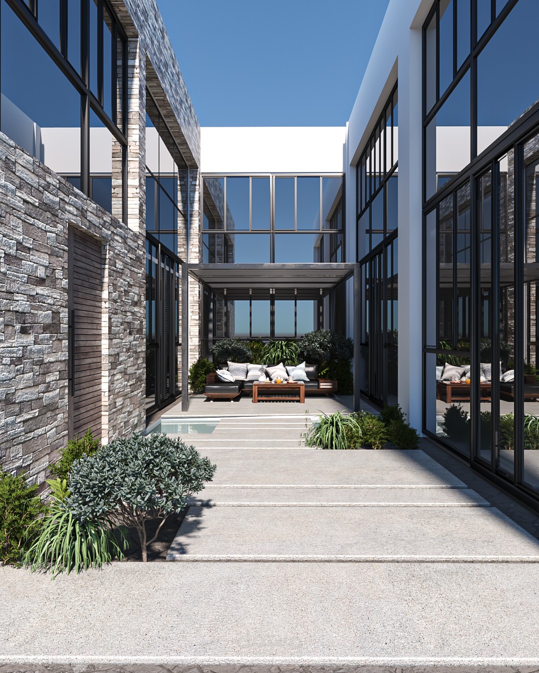 تصميم حديقة خارجية لفيلا