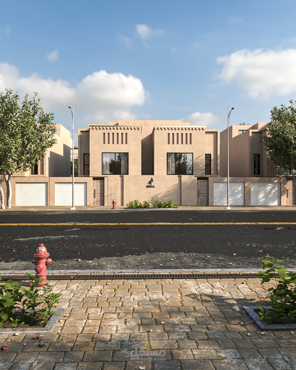 تصميم حديث لواجهة مجموعة عمارات سكنية