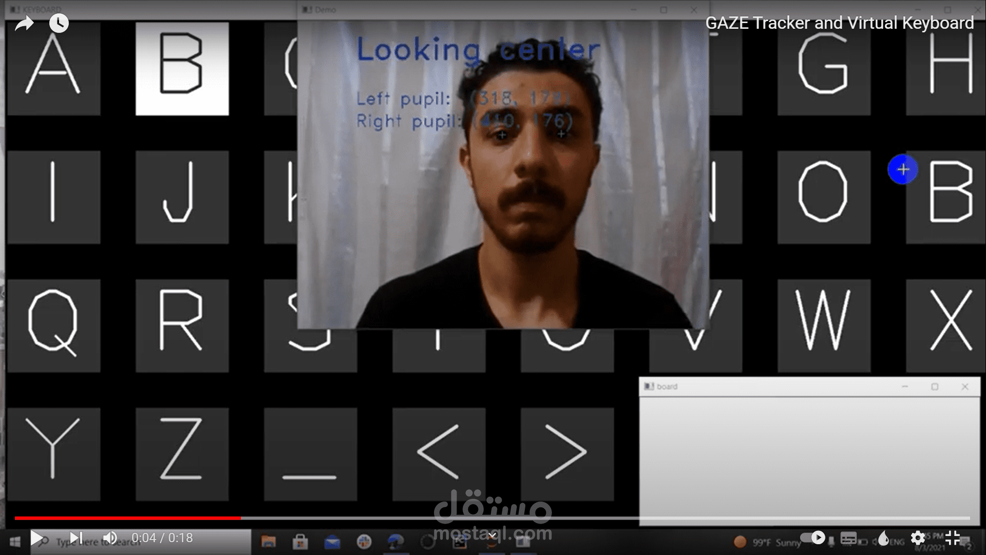 تتبع حركة العين وتلقي الاوامر منها للكتابة علي لوحة المفاتيج