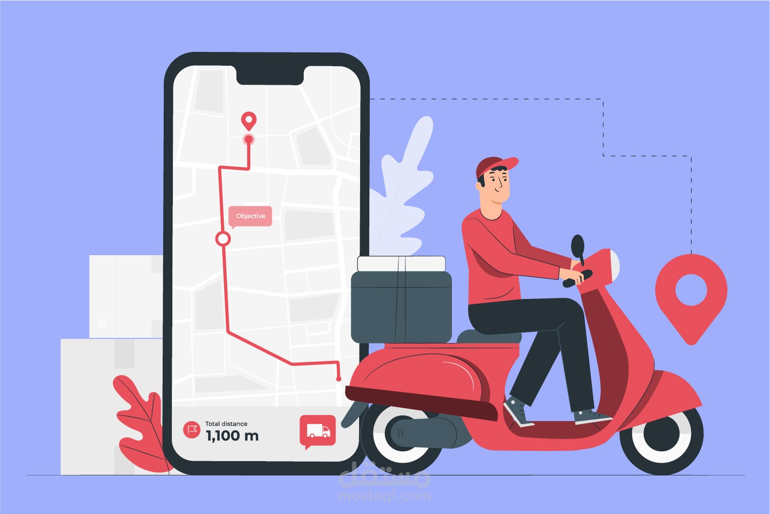 Motion graphics Character delivery driver