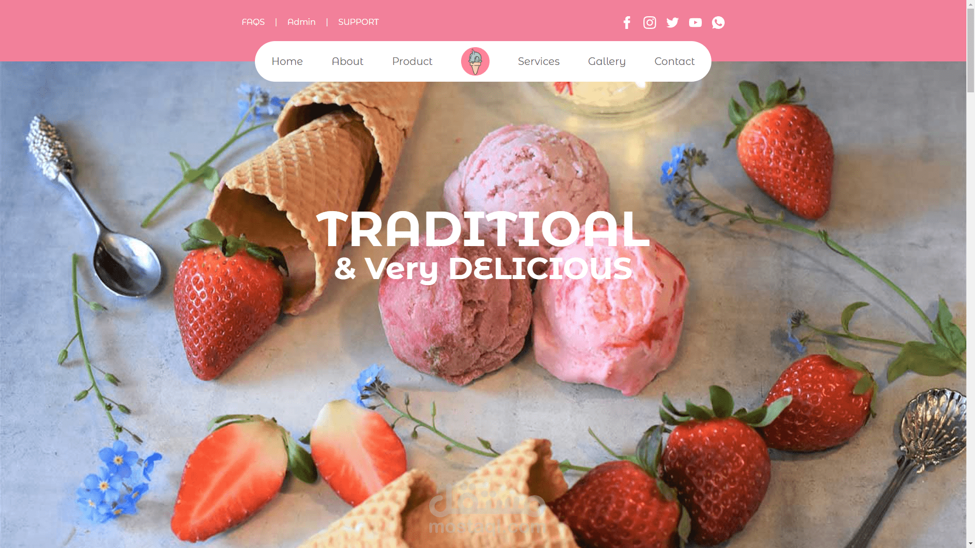 صفحة هبوط fullstack لمحل محل ايسكريم