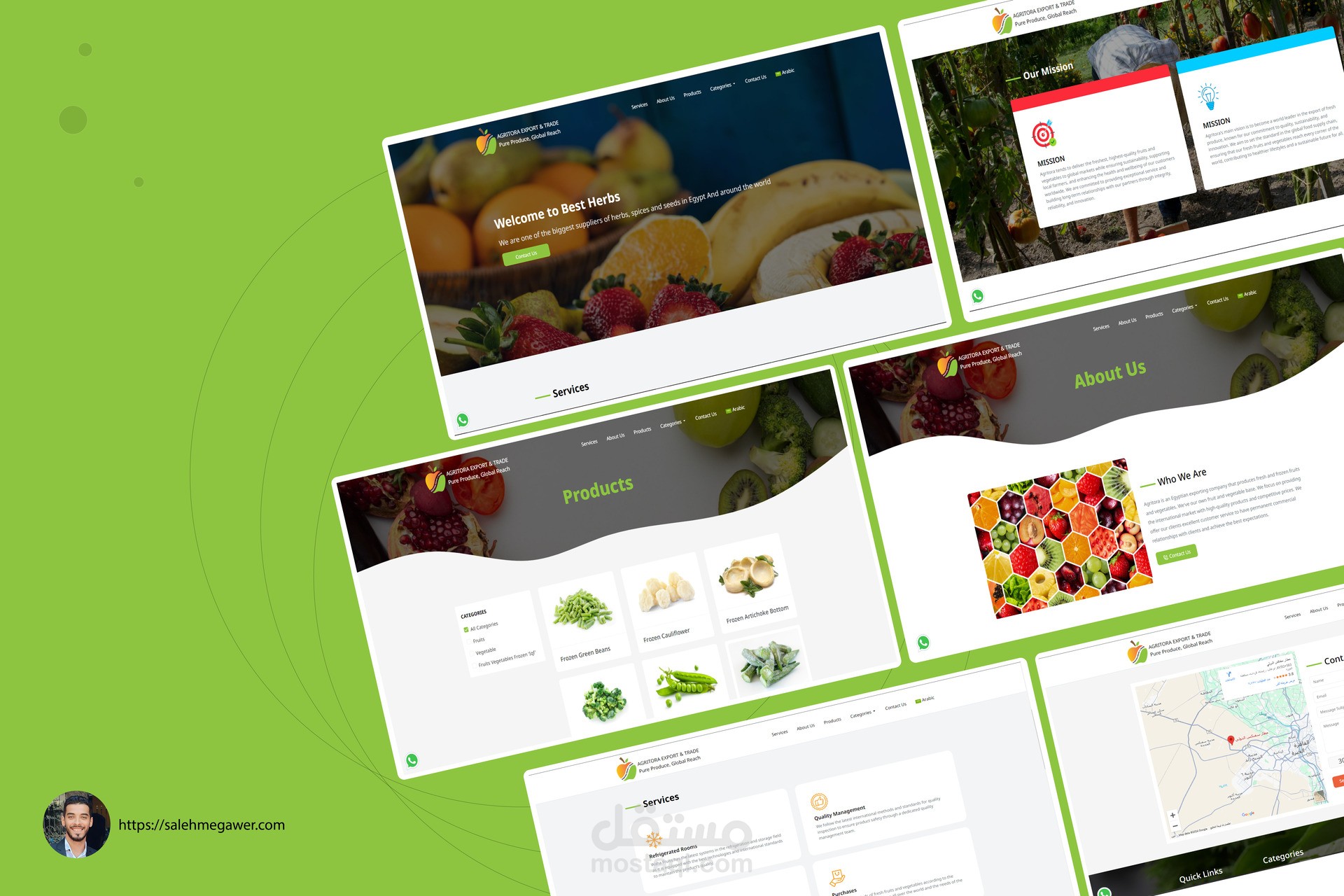 موقع لشركة Agritora تعمل في مجال تصدير الفواكه والخضروات الطازجة والمجمدة