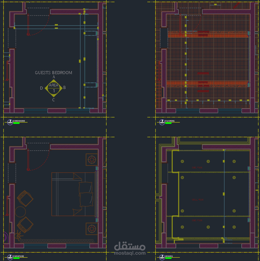 My Work in Interior shop drawing - Bed Room