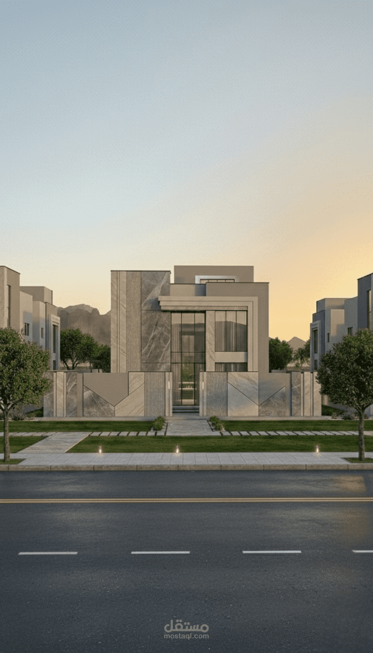 تصميم واجهة فيلا مودرن بورسلان