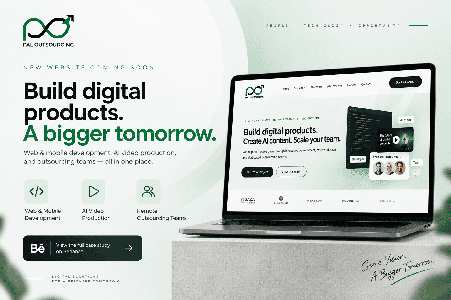 تصميم UX/UI لموقع شركة Pal Outsourcing لخدمات التقنية