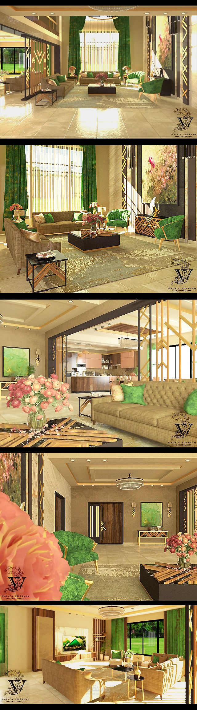 تصميم جلسة ضيافة لفيلا مساحة 200م2