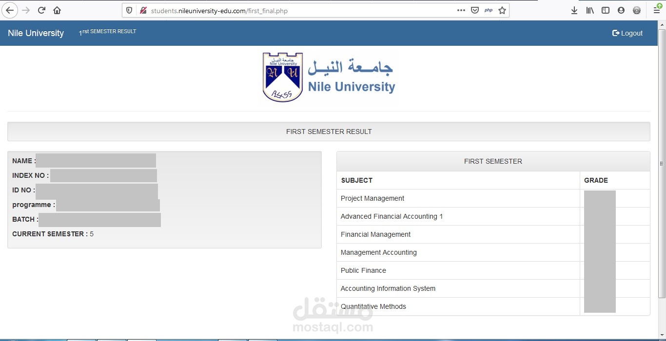 student exams Results
