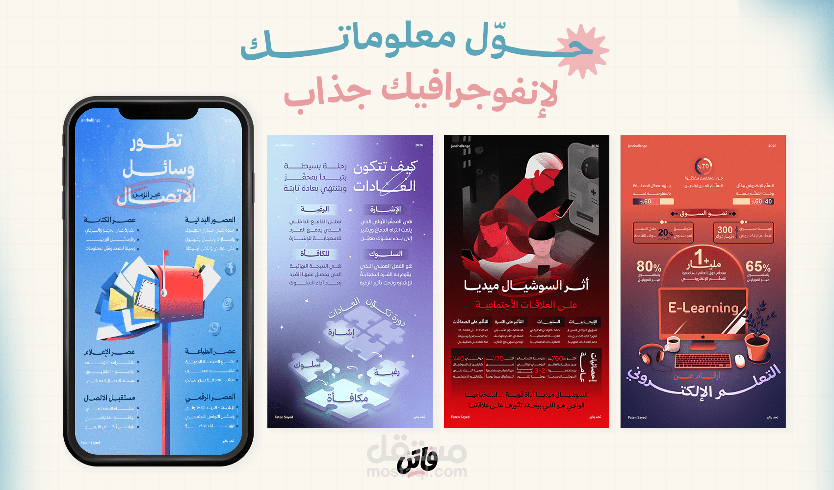 تصميم إنفوجرافيك احترافي يحول معلوماتك بشكل جذاب وسهل الفهم