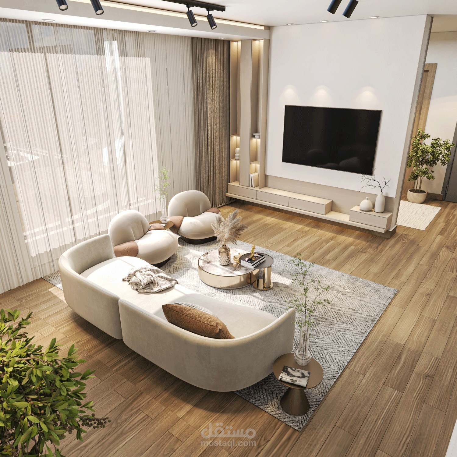 فيلا مودرن بالرياض بتصميم داخلي أنيق يوازن بين الفخامة والبساطة