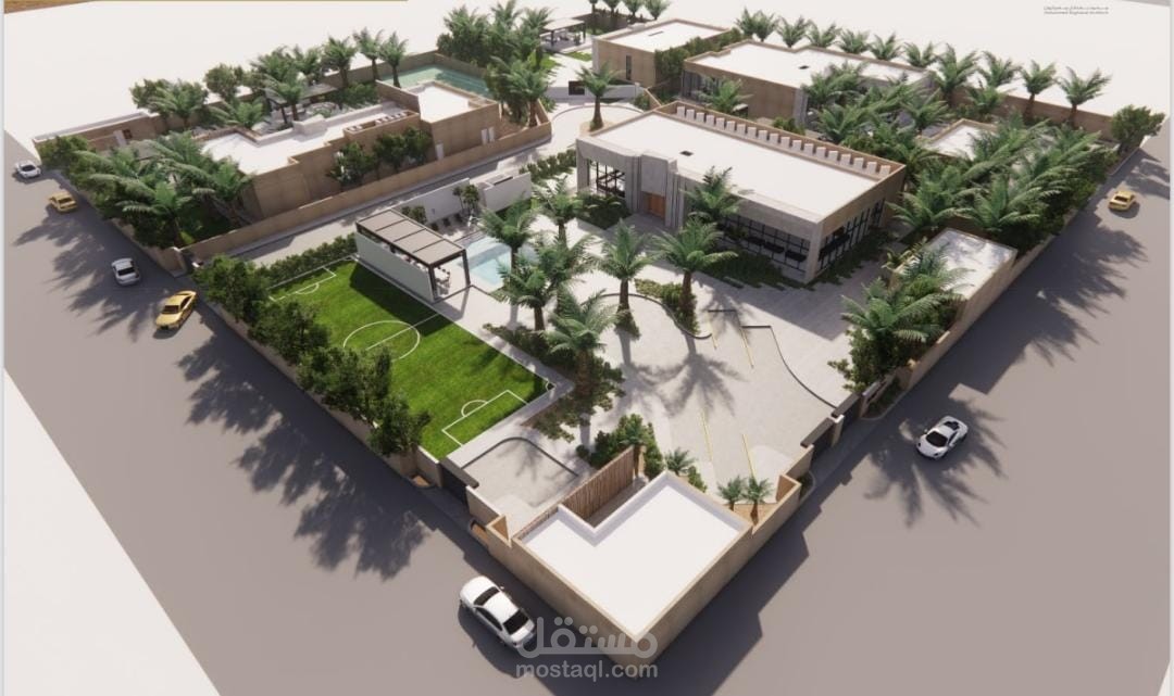مشروع تصميم عمراني راقٍ لأربع فيلات على أرض بمساحة 10,000 م²